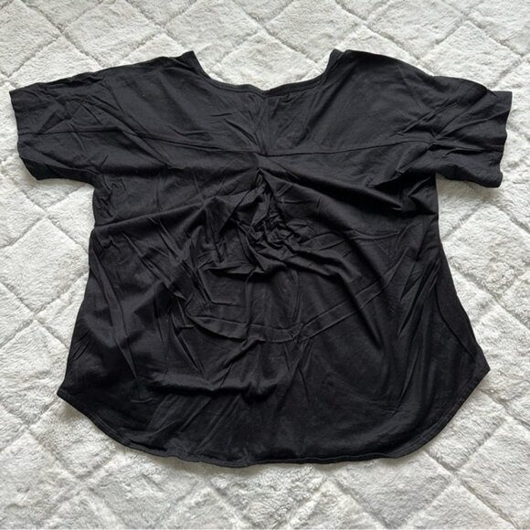 Madewell | Black Luster Cotton Splitneck Tee | Size Small - Picture 3 of 10